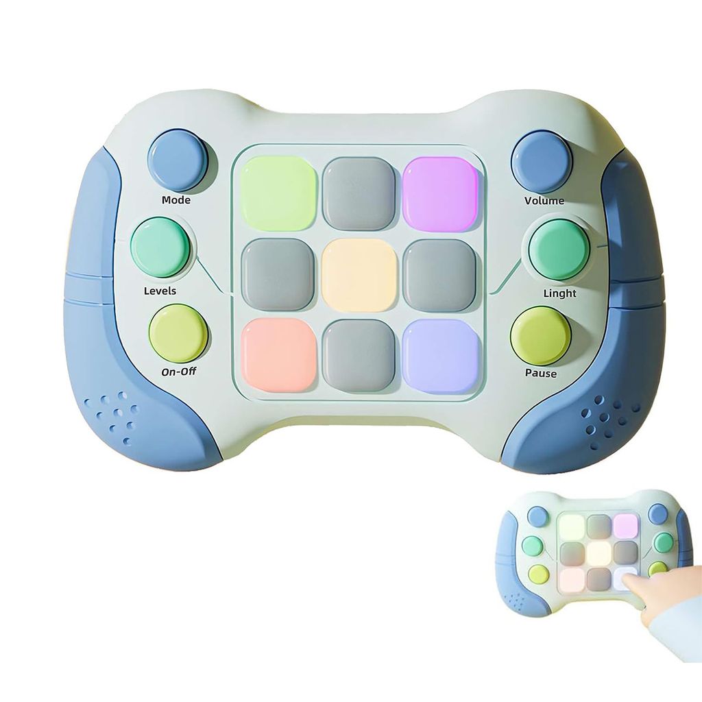 Puzzle Pop-It Spiel, Handheld-Spielekonsole,Dekompressionsdurchbruch-Puzzle-Spielmaschine,Quick Push Pop-Spielkonsole,ab 3 Jahre, Blau