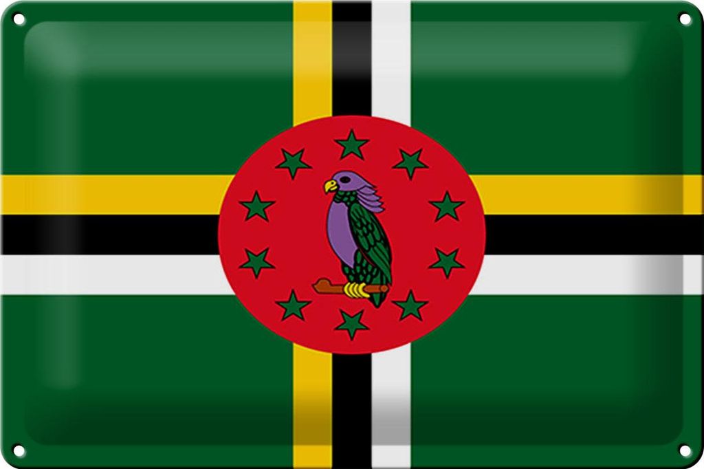 Blechschild Flagge Dominicas 30x20cm Flag of Dominica