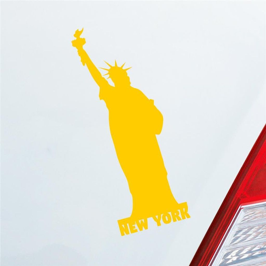 Auto Aufkleber Freiheitsstatue New York Statue of Liberty Car 7x19 cm Gelb Sticker Heckscheibenaufkleber