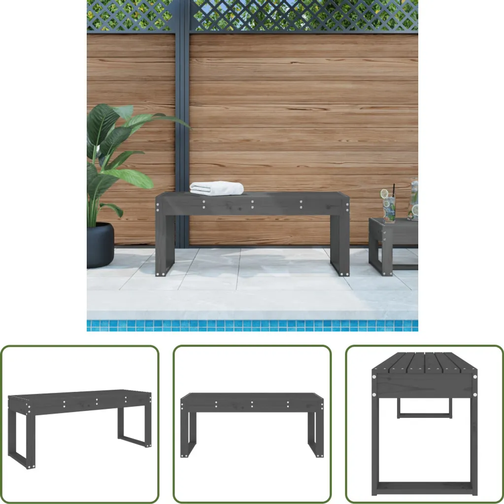 Panchina da Giardino in Legno Massiccio Grigio 110cm - Design Moderno