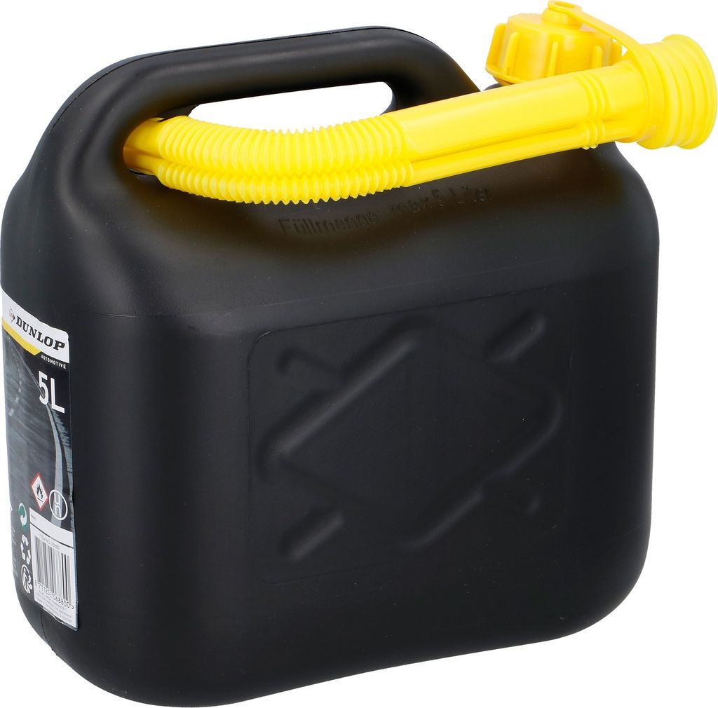 Dunlop Kanister 5L Wasser- und Benzinkanister - UN- für Gefährliche Flüssigkeiten - mit Ausgießer - Schwarz
