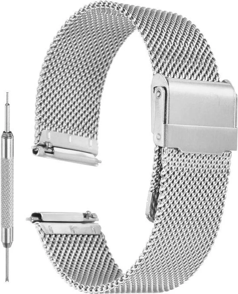 Bracelet milanais ajustable 18 mm - Bracelet de rechange en métal argenté