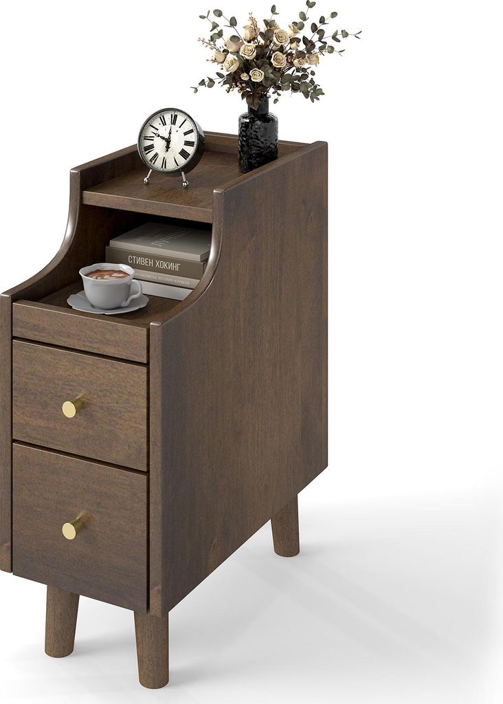 COSTWAY Table de nuit étroite, Table d'appoint avec plateau Image du produit 