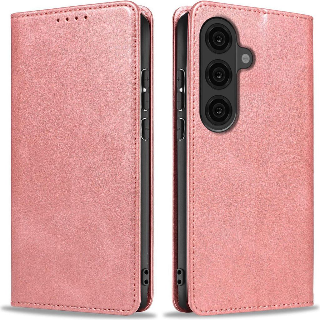 Handyhülle für Samsung Galaxy S26 Kunstleder Flip Cover Hülle Handytasche Case Kartenfach Farbe: Rosa