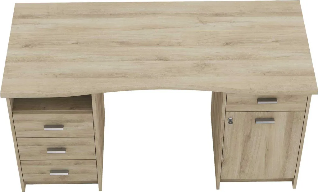 Bureau Moniek-Kronberg en chêne avec finition artisanale et rangements