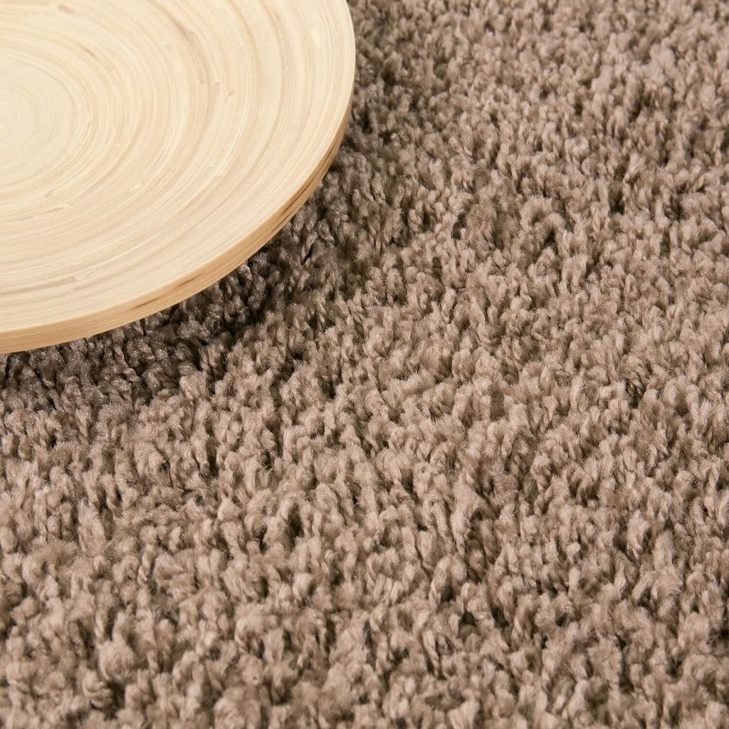 Hochflor Teppich Prime Shaggy Langflor Wohnzimmer Schlafzimmer Modern Farben, Farbe:Nougat, Maße:Ø 80 cm Rund