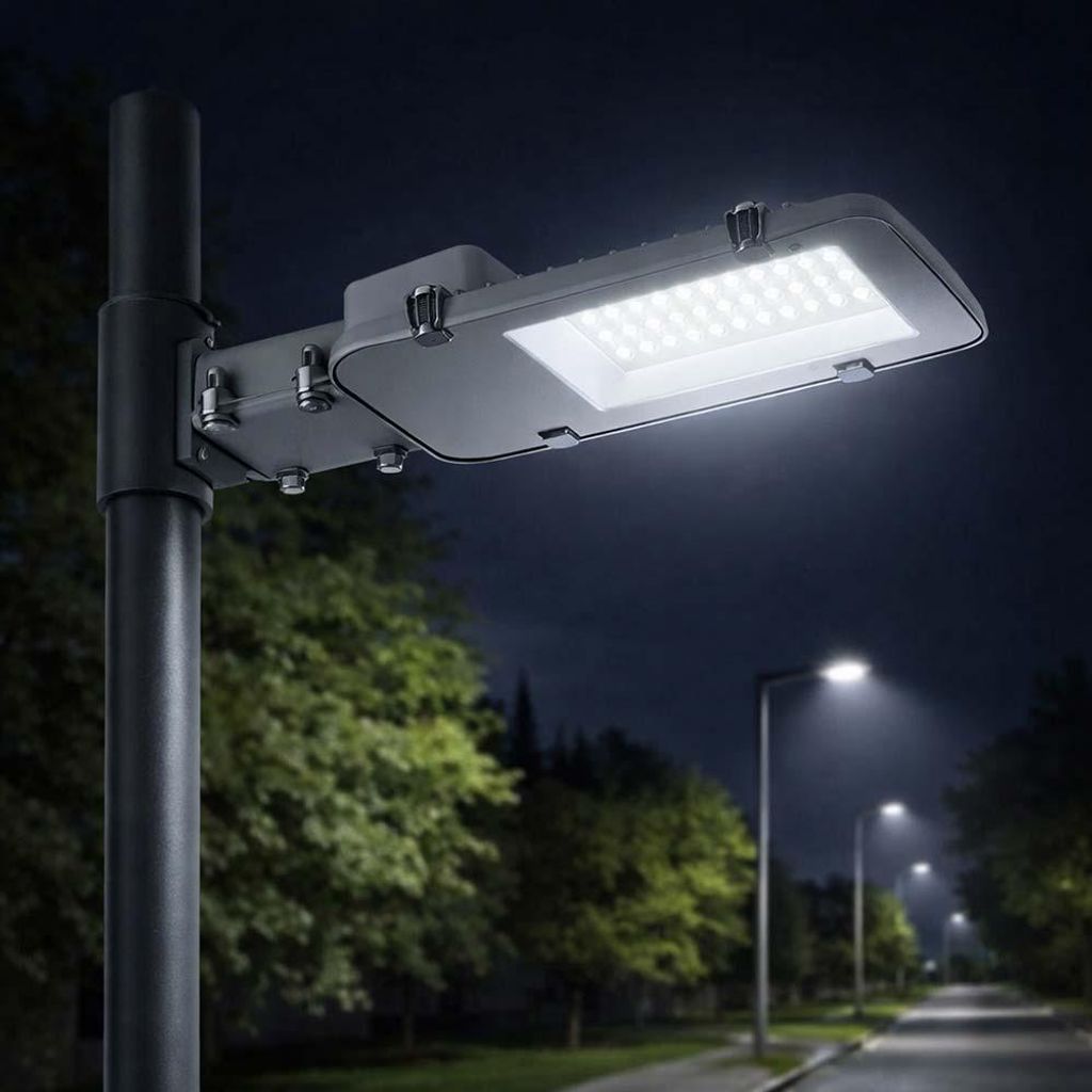 LED Straßenlampe Außenleuchte, grau, kaltweiß, IP65