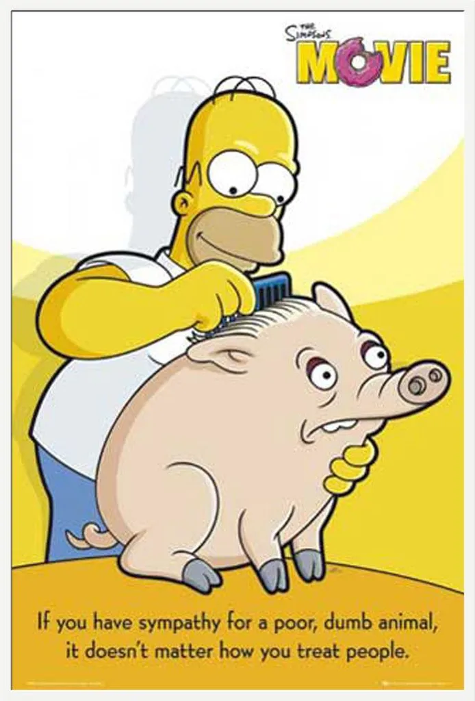 Cadre Blanc avec Affiche Les Simpson Dumb Animals Vitre Acrylique Shinsuke