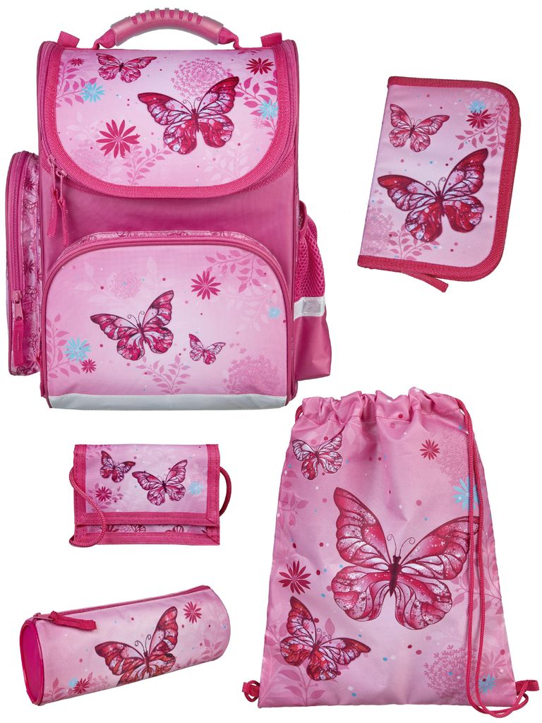 Mädchen Schulranzen 1. Klasse in Rosa mit Butterfly Produktbild 