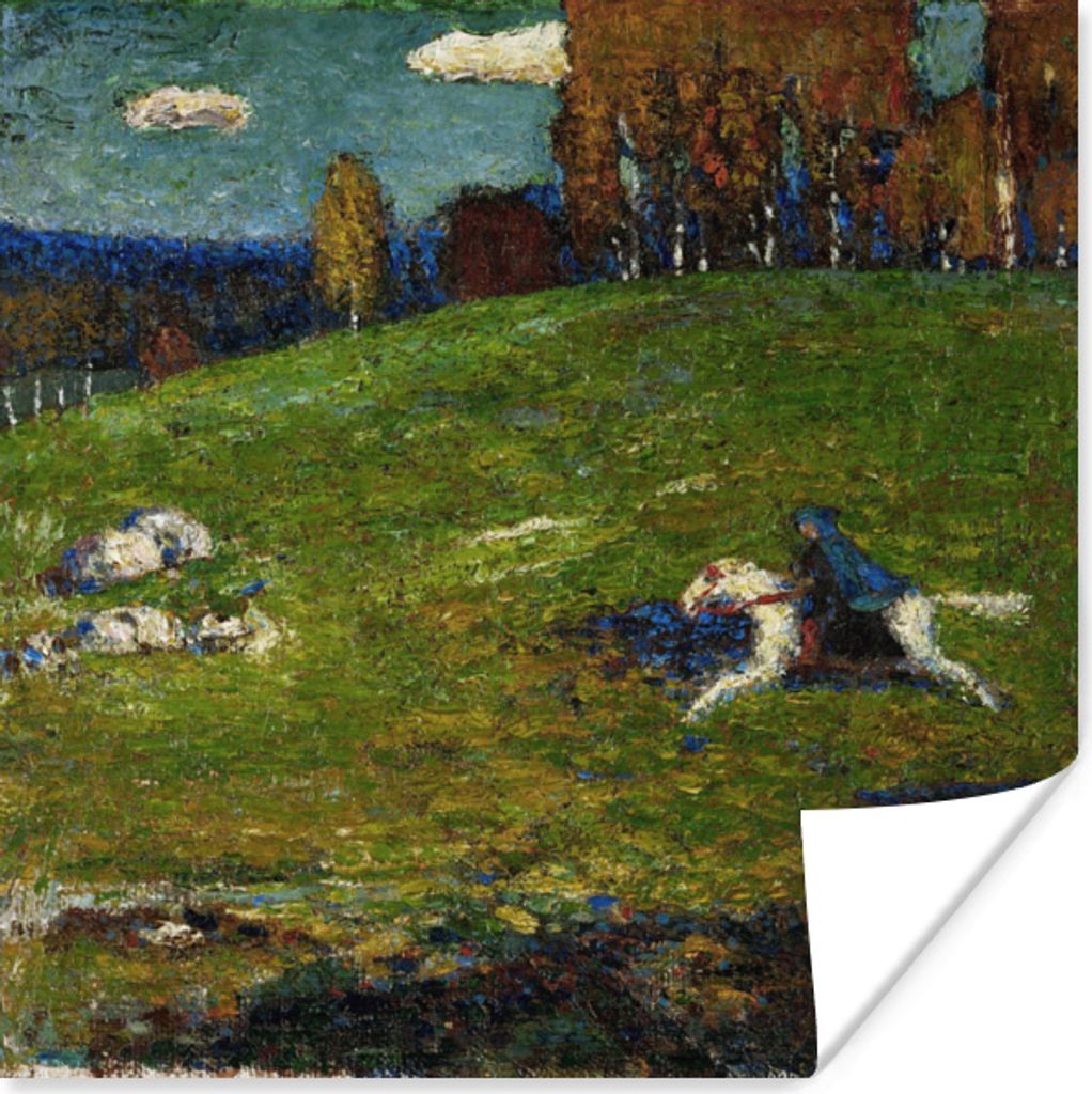 MuchoWow Poster Der Blaue Reiter - Gemälde von Wassily Kandinsky 100x100 cm - Babyzimmer