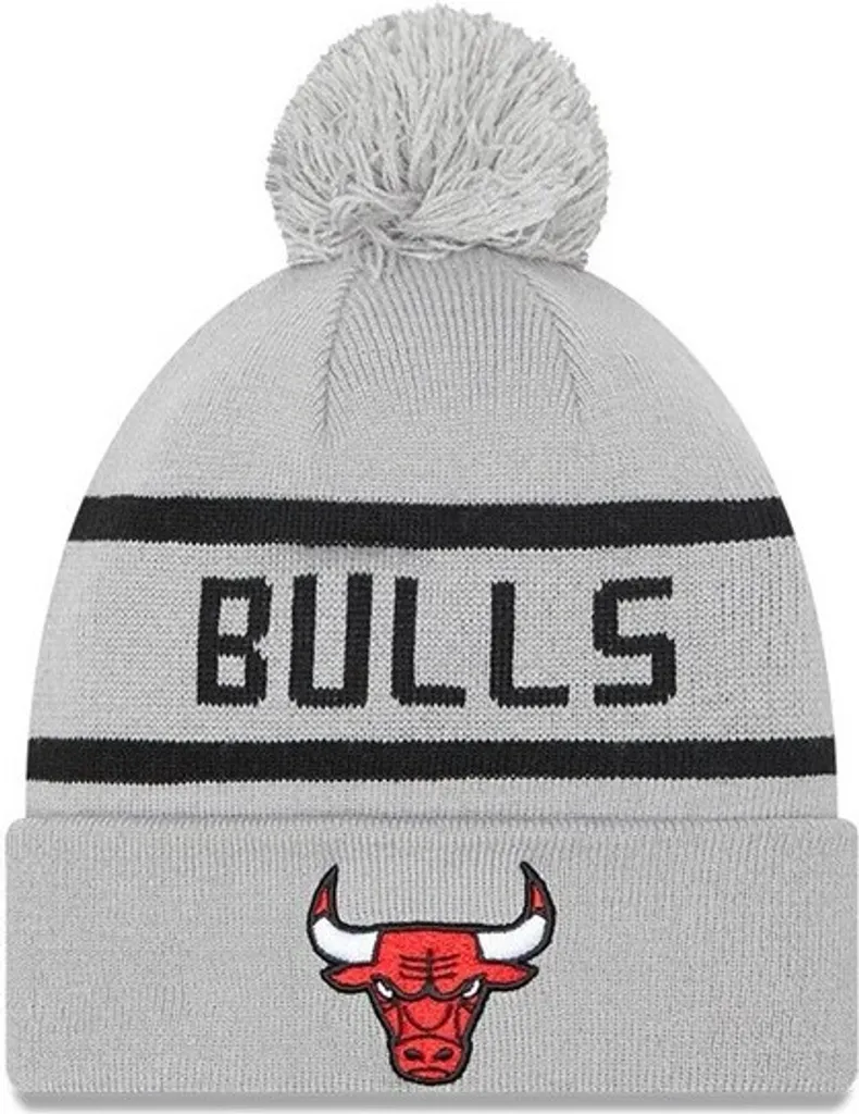 Bonnet Chicago Bulls New Era Gris Jake Cuff Knit avec Logo Brodé NBA