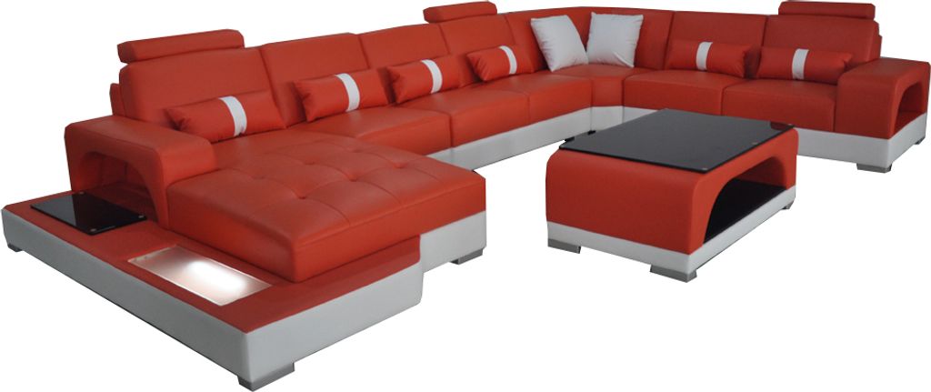 Leder Sofa Moderne Couch Polster Wohnlandschaft XXL Big Eck Couchen Sitz Design