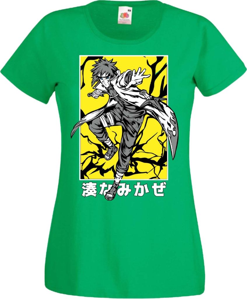 Damen T-Shirt Manga Anime Naruto Minato Namikaze, Lady L / Grün