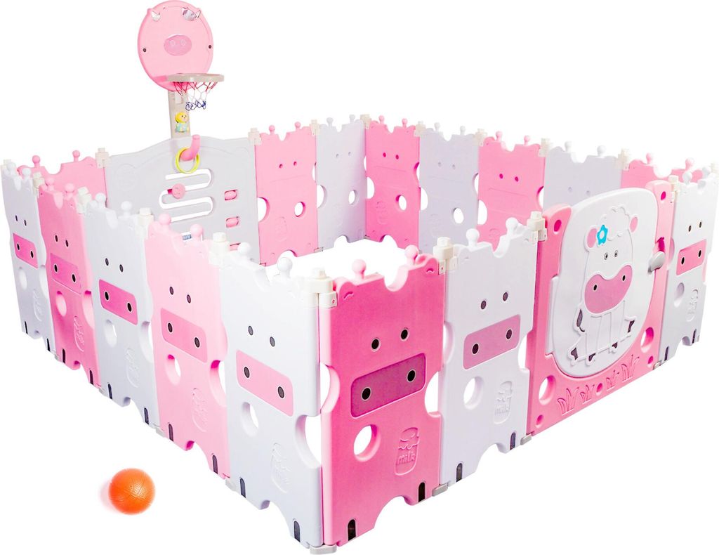 Aga4Kids Kinder Kunststoff-Laufstall 223x192x64 cm Rosa