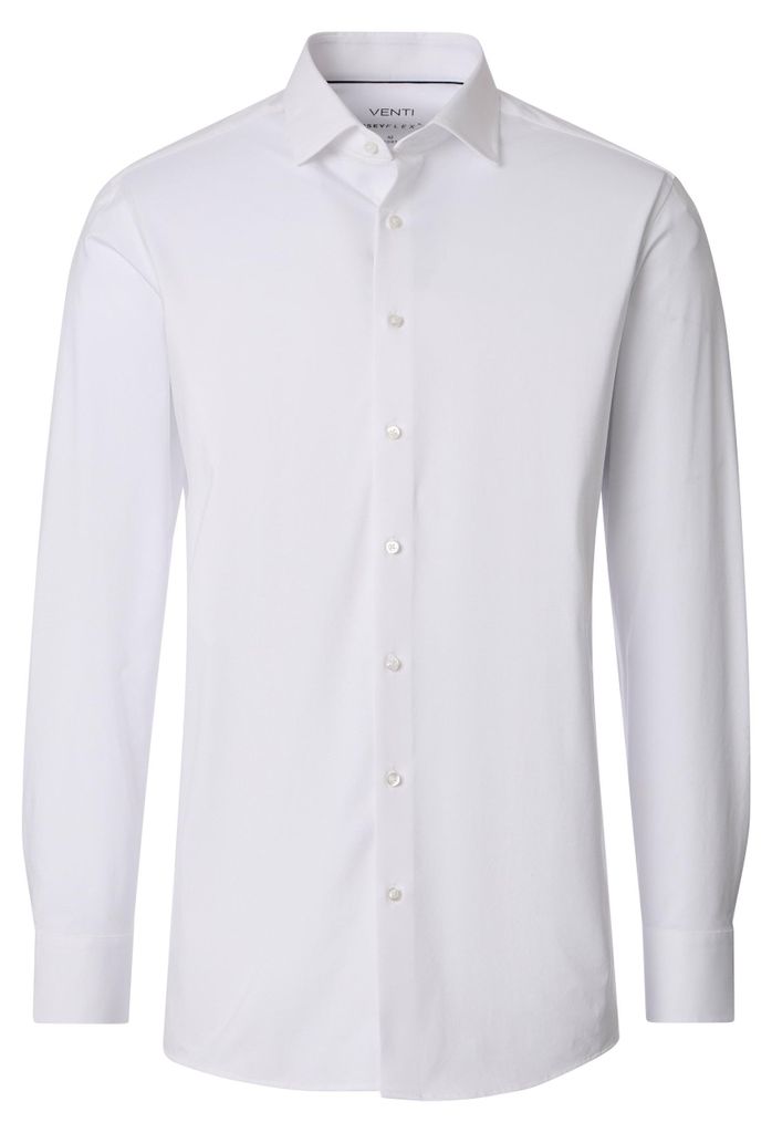 VENTI Herren Businesshemd Langarm Kent Comfort-Fit Jersey Weiß 48