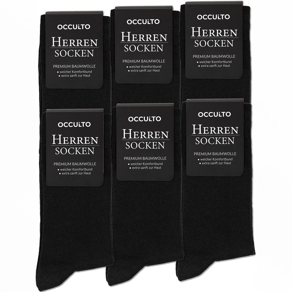 Occulto Herren Business Socken 6er Pack, 12er Pack (Modell: Lukas) Blk 39-42