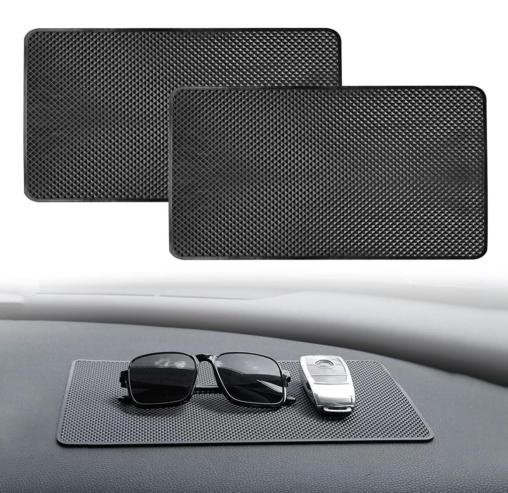 2 Stück 27 x 15 cm große, universelle, rutschfeste Armaturenbrettmatten für das Auto, stark haftende, rutschfeste Matten aus hitzebeständigem P...