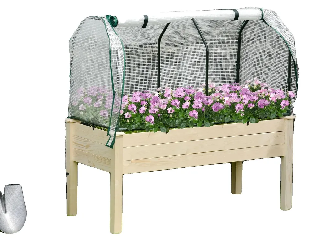 Plate-bande surélevée en bois naturel - Potager 120 x 60 x 60 cm robuste