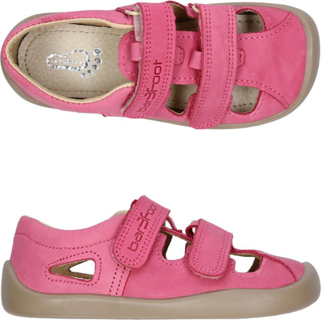 Ledersandalen 3F 3BS35/LT24 bar3foot super flexi rosa barefoot, klettverschluss