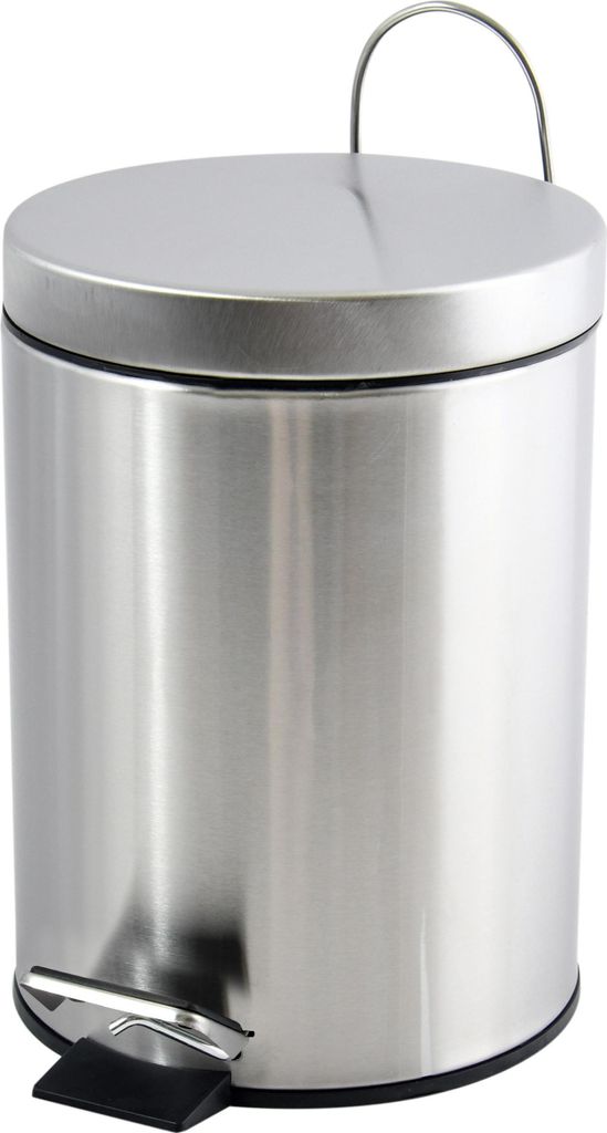 MSV kleiner Treteimer fur Bad/Toilette - silber glanzend - Produktbild 
