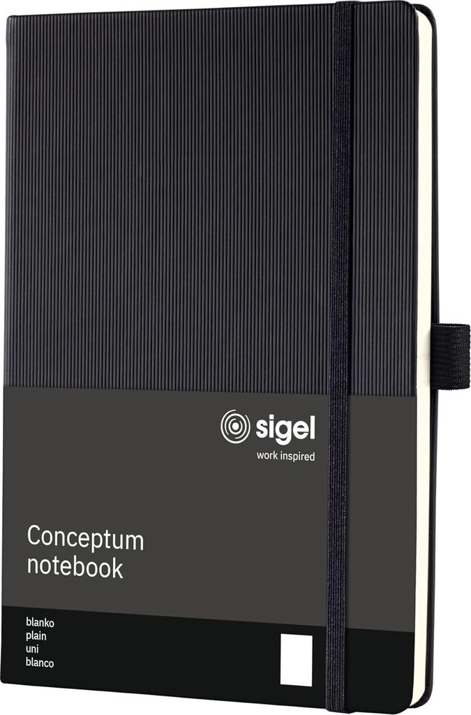 SIGEL CO120 Notizbuch Conceptum, Hardcover, ca. A5, blanko mit Linienpapier, schwarz, 194 S.