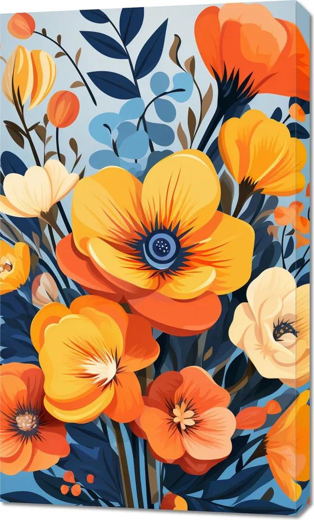 Tableau 60 x 100 cm Majesté florale - Toile Déco Murale Grand Format