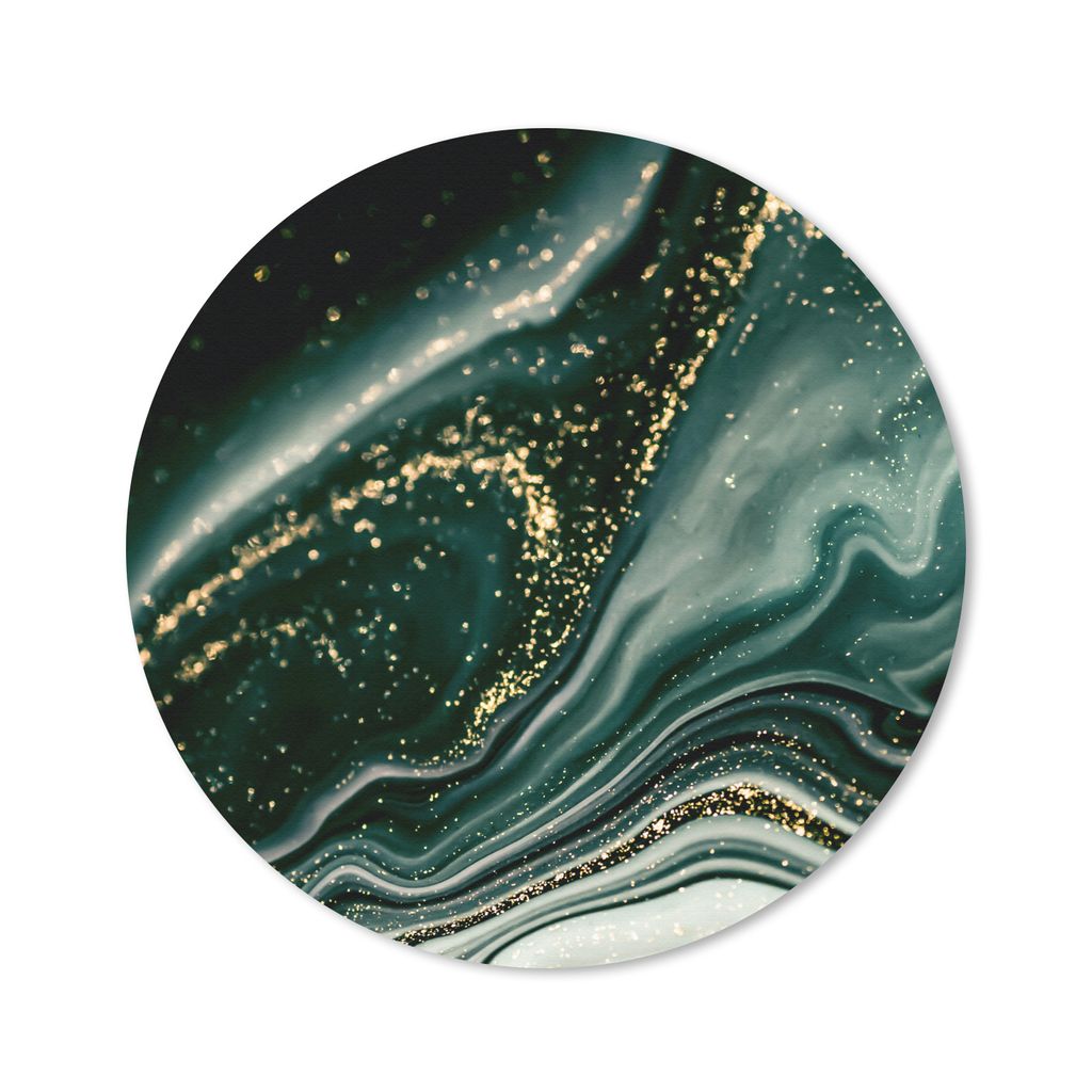MuchoWow Mauspad Mousepad Marmoroptik - Gold - Grün - Glitter - Design - Marmor 50x50 cm - Mousepads - Maus Mat - Pad - Mausunterlage - Vinyl