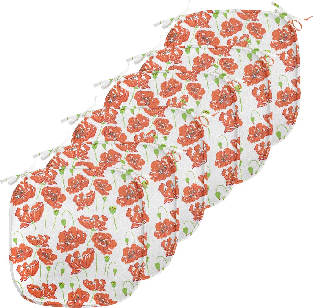 ABAKUHAUS Windröschen Polster für Esszimmerstühle, Doodle Poppies, Dekoratives wasserfestes Kissen mit Riemen für Küchensitze, 40 cm x 40 cm-6...