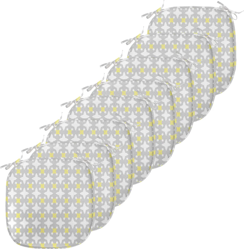 Coussin de Chaise Imperméable Jaune et Gris pour Cuisine et Salle à Manger
