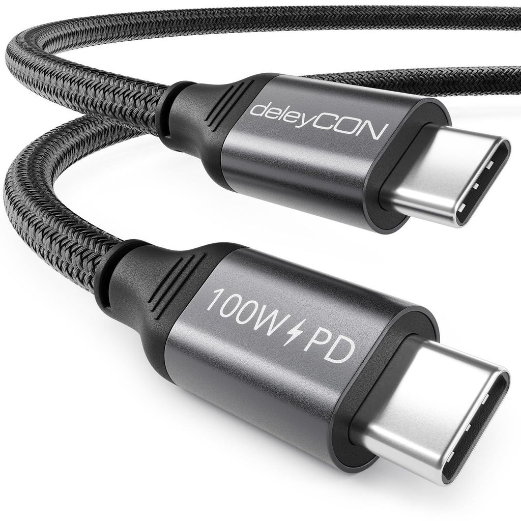 deleyCON 1m USB-C Kabel PD3.0 100W USB-C auf USB-C Produktbild 