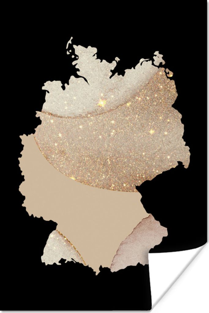 MuchoWow Poster Karte - Deutschland - Glitter 120x180 cm - Kunstposter