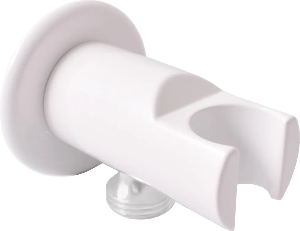 Support de douche mural avec raccord de flexible intégré blanc mat