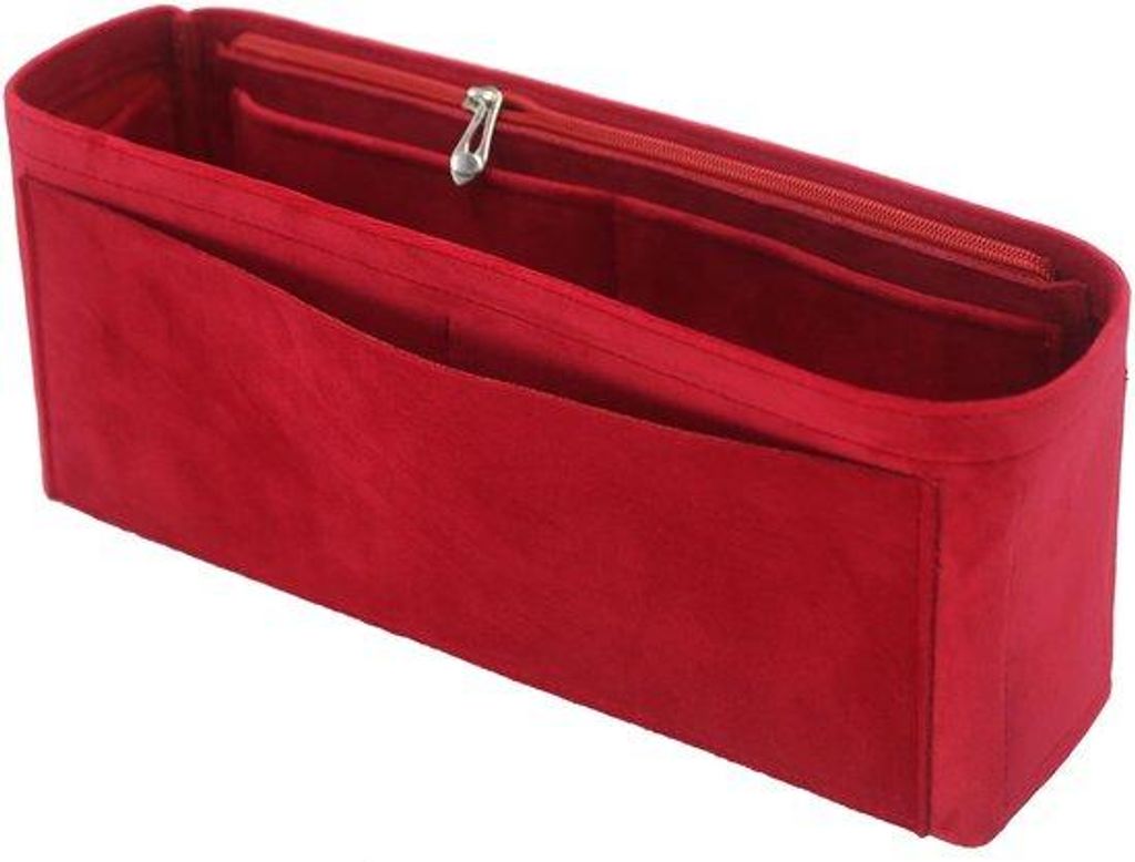 Suède-Portemonnee-Organizer, Tas-Organizer-Form, schmale mittlere Tasche aus weichem Suède, nicht beschädigend, rot
