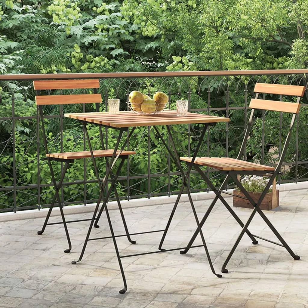 Table de balcon pliable gain de place en teck et acier ZMH 55x54x71 cm