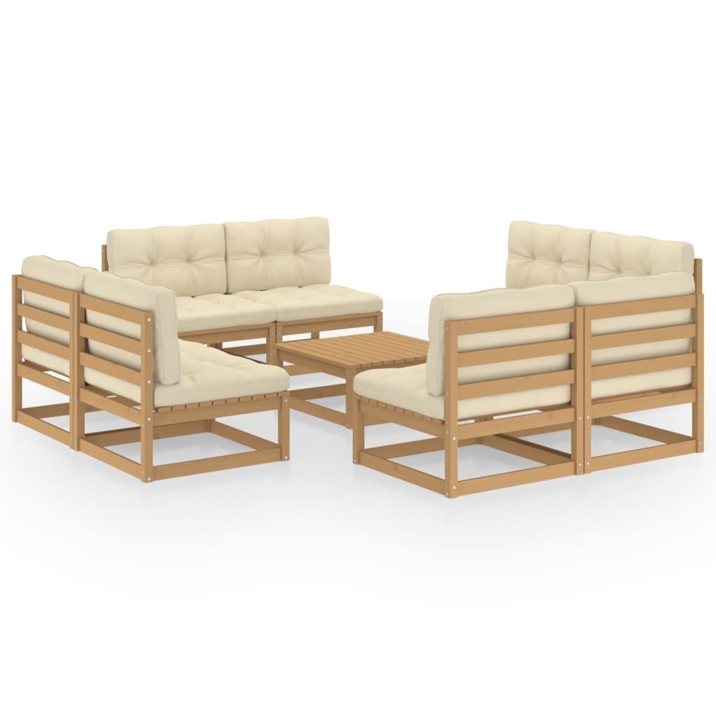 Möbel 9-tlg. Garten-Lounge-Set/Garten-Essgruppe - Balkonmöbel Set - mit Kissen Kiefer Massivholz - Gartenmöbelset CLORIS4275628