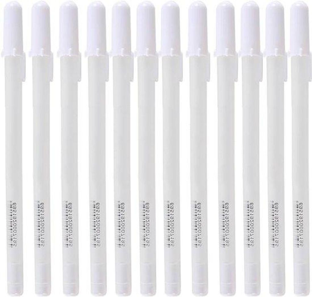 Set aus 12 weißen Rollerballstiften mit Marker und feiner Liner 0,8 mm - Wasserfeste Rollerballstifte für Zeichnen, Schreiben und Karten erstellen.