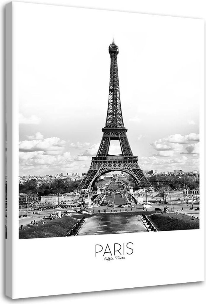 Leinwandbild paris - eiffelturm 60x90 cm Feeby grau wandbild bereit zum aufhängen