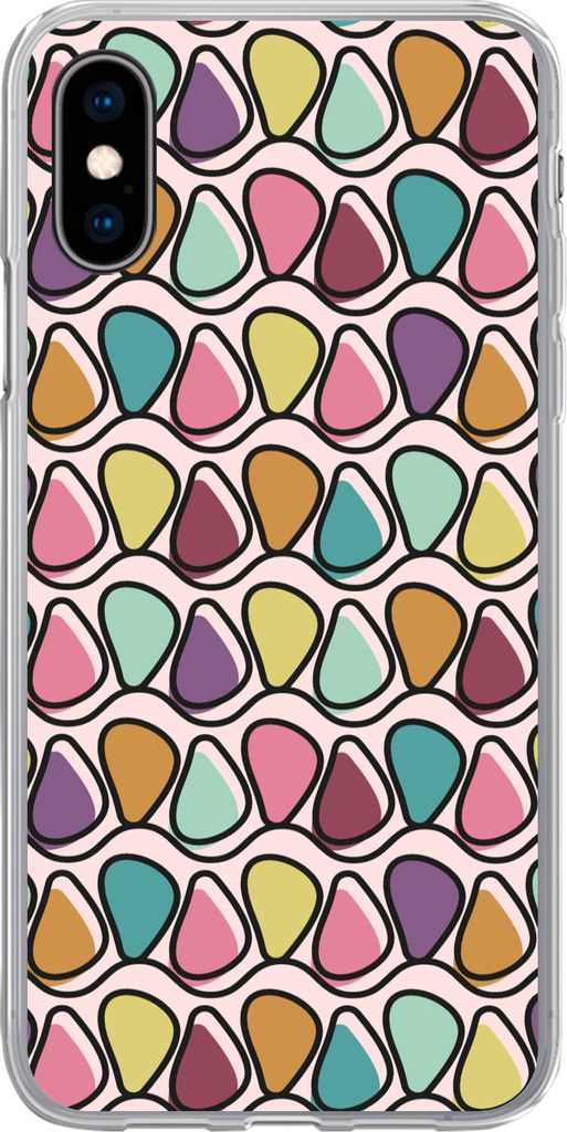 MuchoWow Handyhülle Schutzhülle Hülle für Telefoonhoesje iPhone X Muster - Oval - Pastell Silikon Softcase Handy Hülle - Handyhülle