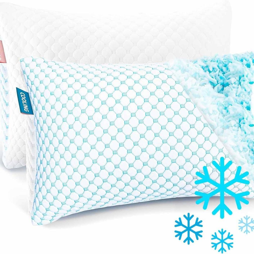 Kopfkissen, Memory Foam Kissen, Kühlendes Kopfkissen, Flach Nackenkissen Orthopädisches Seitenschläferkissen (Blaue Welle, 51x66 cm)