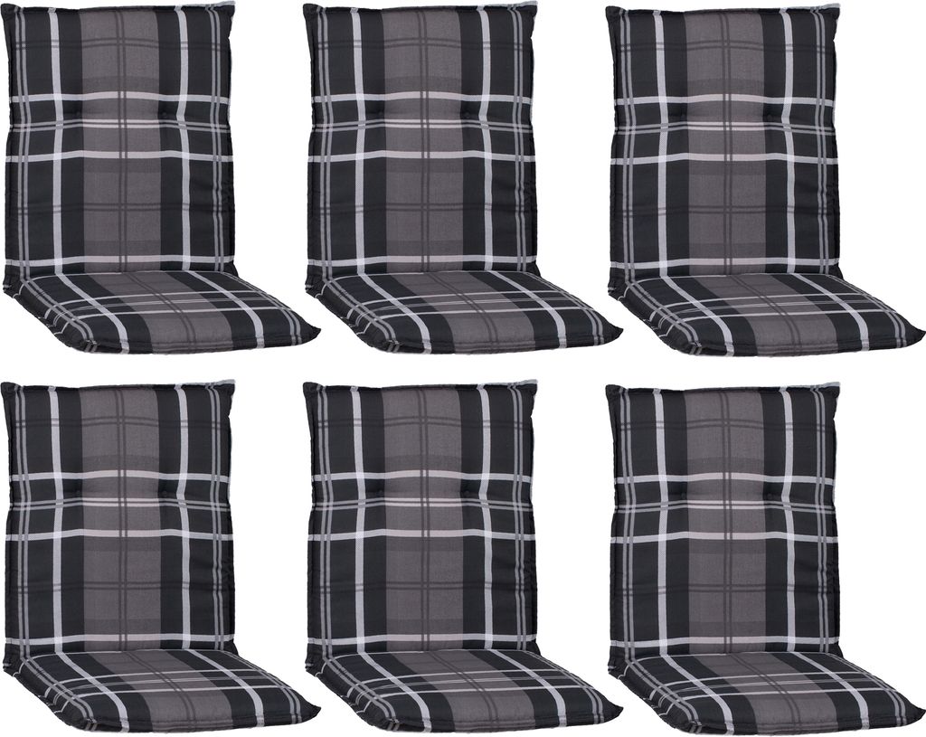 NYVI Gartenstuhl Auflagen Niedriglehner 6er Set Barcelona - UV-Beständig, Atmungsaktiv, Strapazierfähig - Niedriglehnerauflagen Outdoor - Sitzauf...