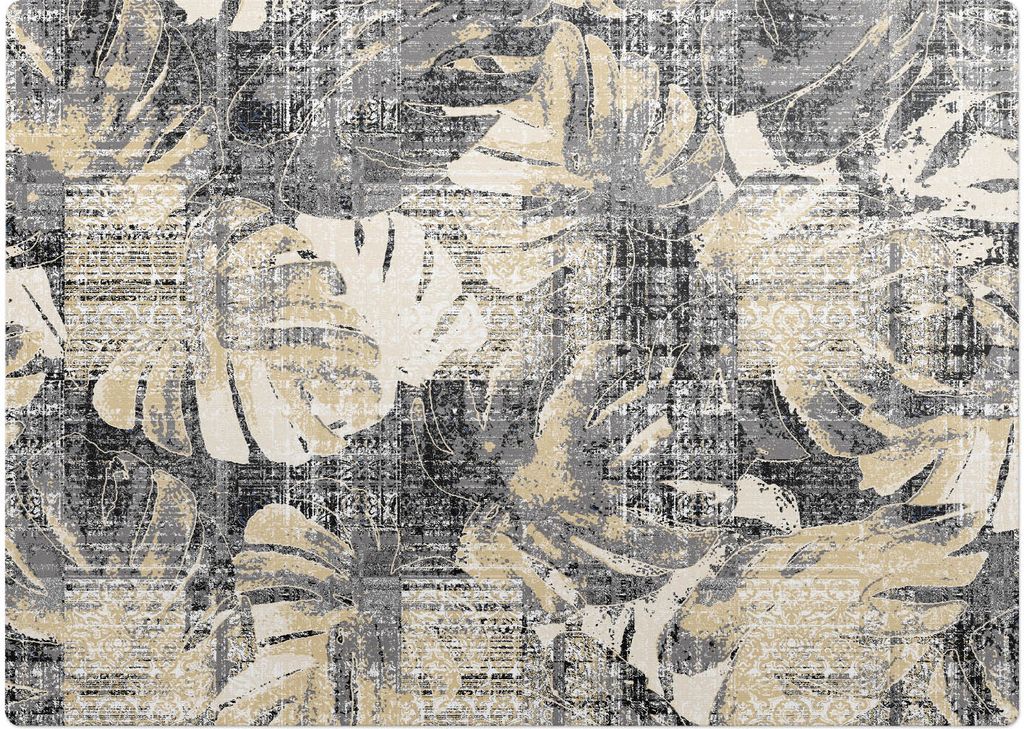 Blätter im Retro-Look – Bodenschutzmatte – Stuhlunterlage 140x100 cm – Rutschfest – Hartbodenmatte