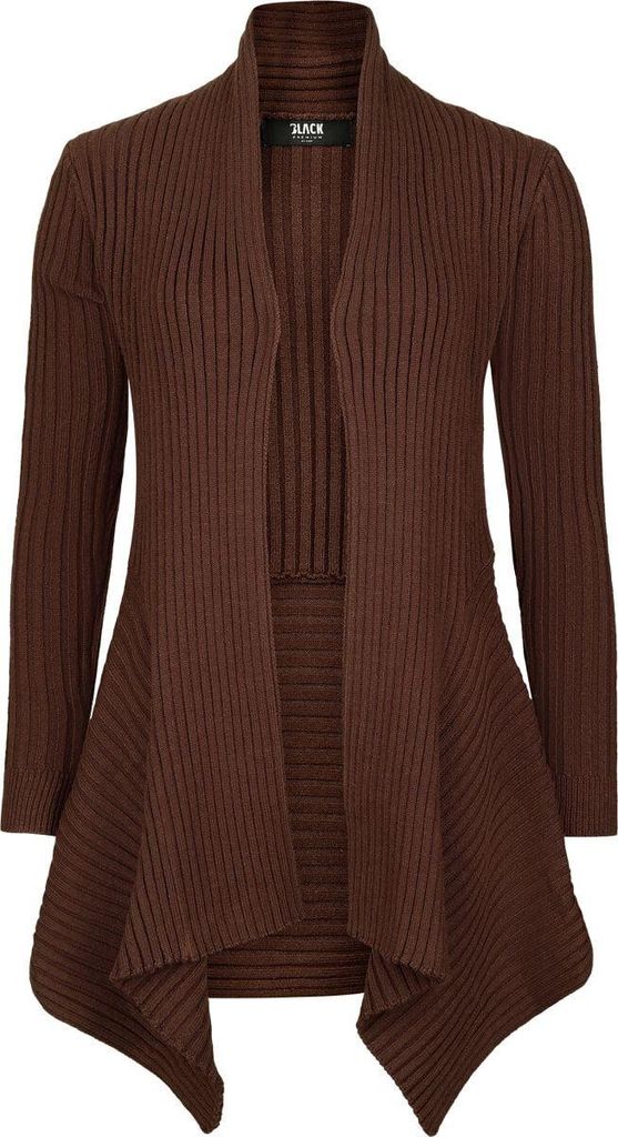 Black Premium by EMP Damen brauner Cardigan mit asymetrischem Schnitt L