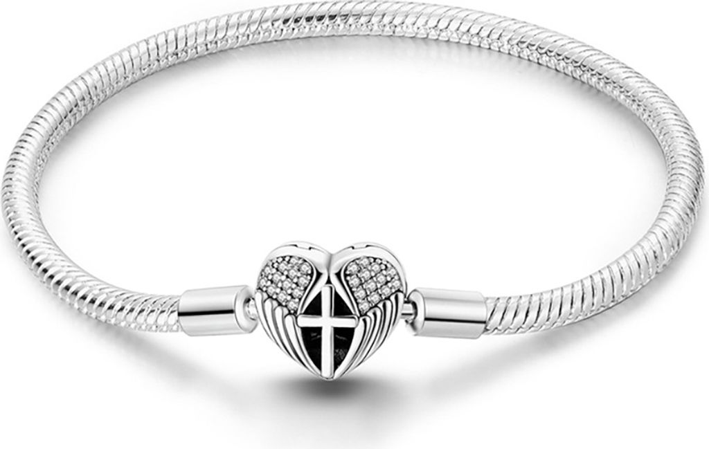 Silber Armband Schutzangel und Kreuz für Charms und Anhänger