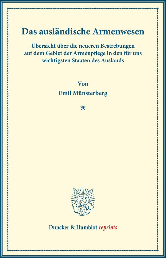 Das ausländische Armenwesen.