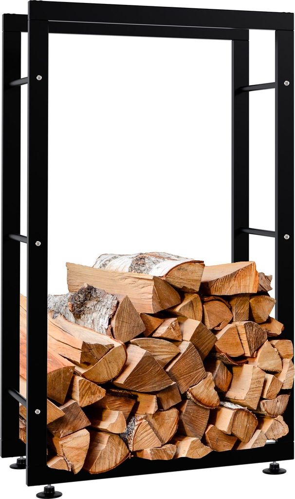 CLP Kaminholzständer Keri V2,schwarz 25x60x100 cm