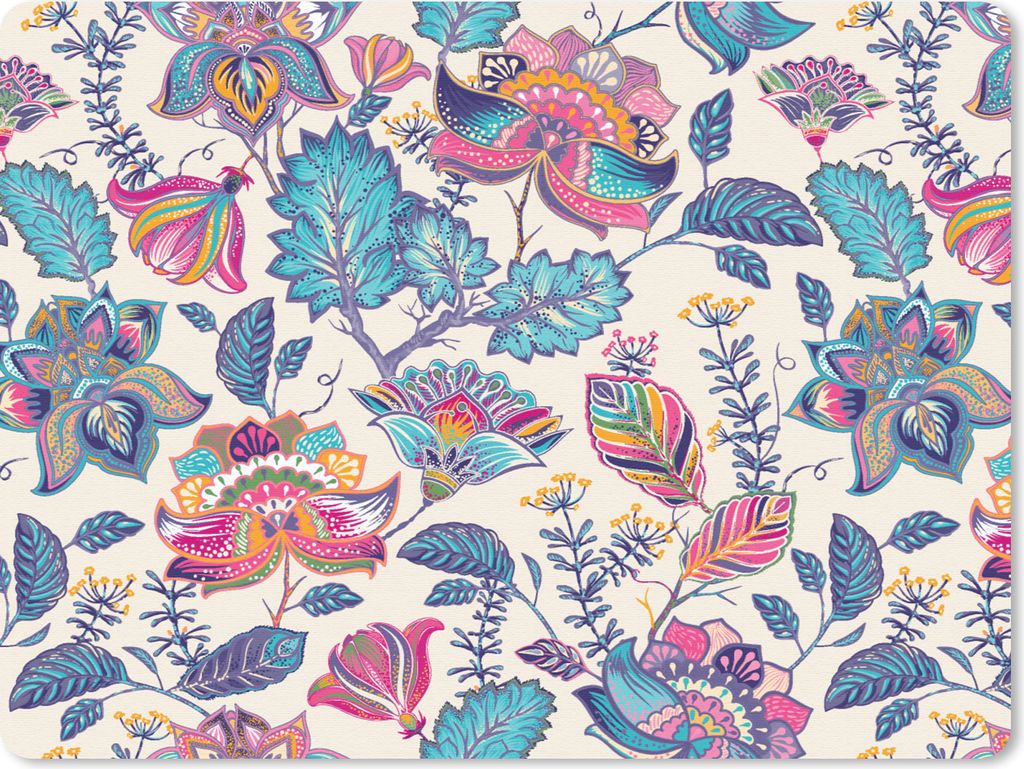 MuchoWow Mauspad Mousepad Regenbogen - Blumen - Skizze - Muster 23x19 cm - Mousepads - Maus Mat - Pad - Mausunterlage - Schreibtischunterlage - M...