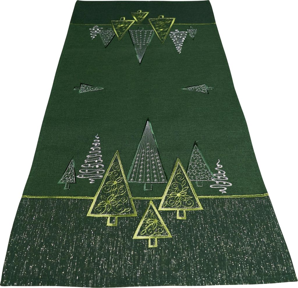 40x90 cm Tischläufer dunkelgrün edle Tannenbäume für Weihnachten