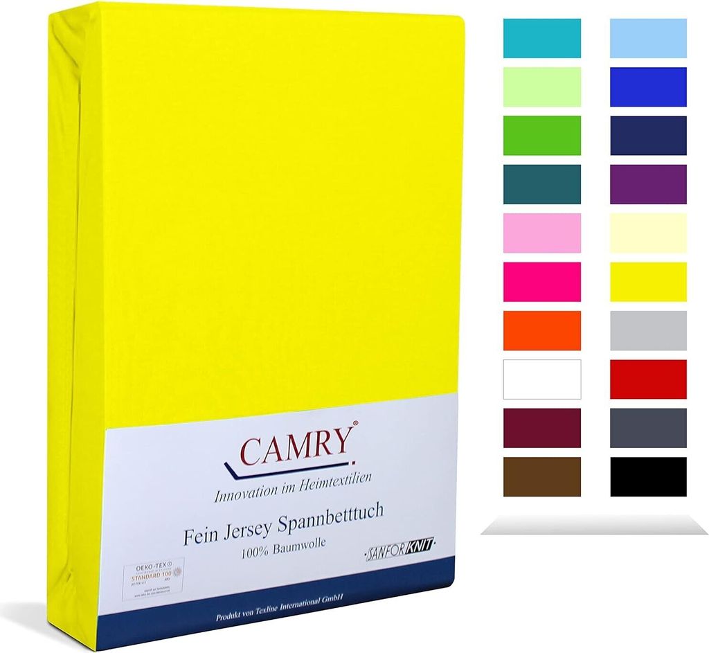 Carmy Spannbettlaken Jersey 90x200 - 100x200 cm Gelb 100% Produktbild 