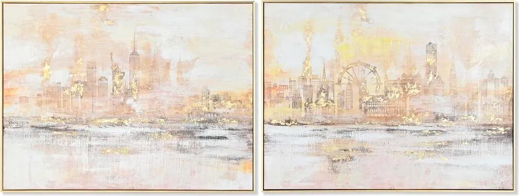 Tableau DKD Home Decor New York Loft 80 x 60 cm - Lot de 2 Toiles Design