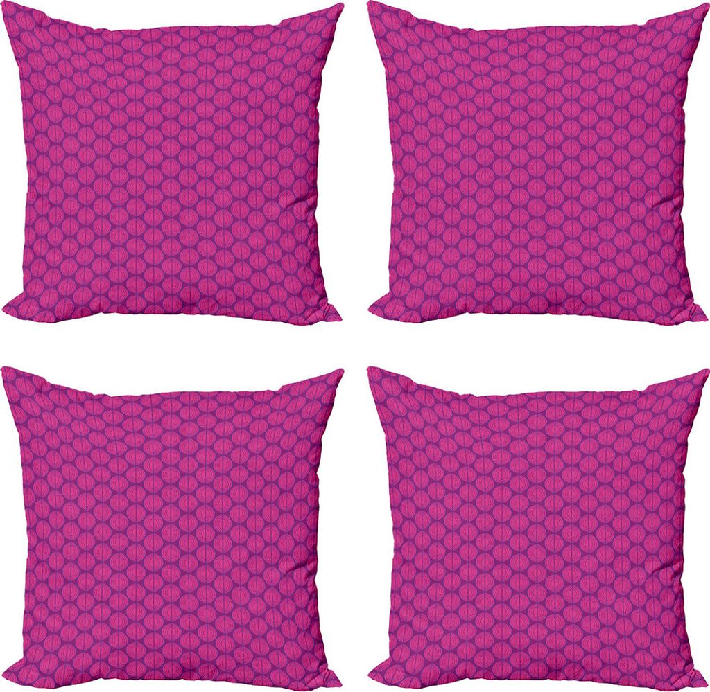 ABAKUHAUS Abstrakt Kissenbezug Set (4 Stück), Retro Funky Hand gezeichnet Kunst, Moderner Doppelseitiger Digitaldruck, 60 cm x 60 cm, Hot Pink Dun...